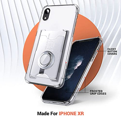 Shields Up for iPhone XR Case with Card Holder Stand, Wallet Case, Clear - color: Clear, size: iPhone XR