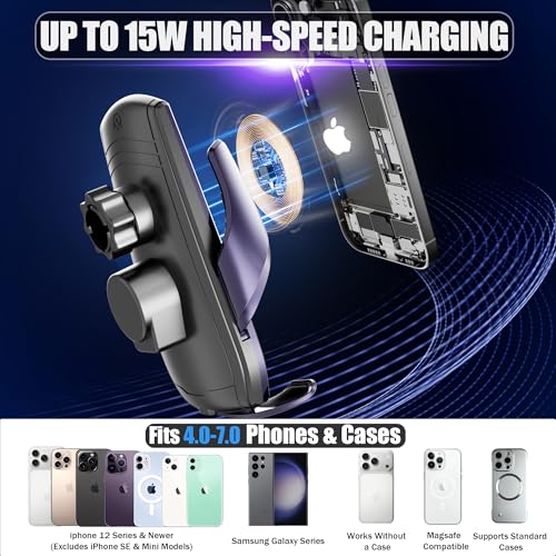 Car Phone Mount for 2024–2026 Volkswagen Atlas/Atlas Cross Sport, Smart Auto-Clamping on 12" Touchscreen, 15W Wireless Fast Charging, 360° Adjustable, Without Blocking Airflow - size: for Volkswagen Atlas | 2024-2026