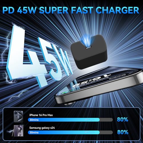 Phone 17 16 Pro Max Charger Fast Charging, 45W Super Fast USB C Charger Block with 6.6FT Charging Cable for 17 16 Pro Max/17 16 Pro/16 Plus,15 Pro Max/15 Pro/16, Android Phone - color: black, size: 6.6 Ft