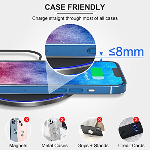 Fast Wireless Charger (Pad), 10W Max Wireless Charging Compatible with iPhone 15 Pro Max/15 Pro/15/15 Plus/14/13/12/SE/11/X/XR/8, AirPods/AirPods Pro, Google Nexus 4/Huawei/LG/Samsung(No AC Adapter)