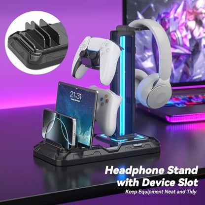 KDD Headphone Stand with Drawer - Headset, Controller Holder for Desk & Headset Stand with Phone Holder