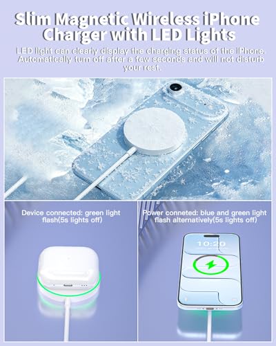 Magnetic Wireless iPhone Charger,[Apple MFi Certified]2Pack PD Fast Charging Block with 6Feet Fast Mag Safe Wireless Charging Pad Magnetic Charger for iPhone 17/17Air/17 Pro Max/16/15/14/13/12,AirPods