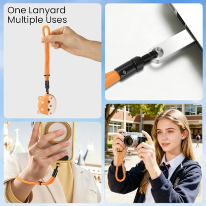 Phone Lanyard, Anti Theft Phone Wrist Strap with 2 Tether Tabs, Adjustable Wristlet & Hand Cell Phone Lanyard for Women and Men (Orange Lanyard) - color: Or6s
