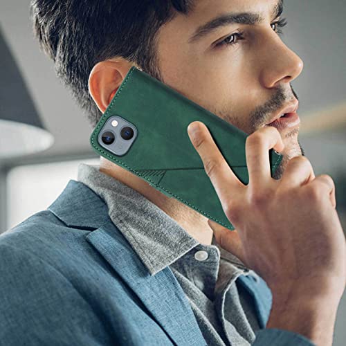 Wallet Case with Wrist Strap for iPhone 13/14 (Green) | Card Holder Slots, PU Leather, TPU Interior Protective, Stand, Folio Flip Cases Cover, 13/14 Phone 6.1 inch - color: Green
