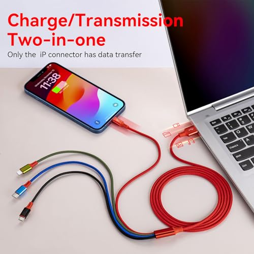4 in 1 Multi Charging Cable 3.5A, 2Pack 6Ft 4 in 1 Multiple Charging Cord - size: 6Ft