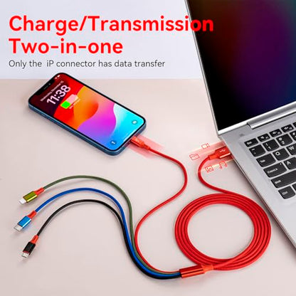 4 in 1 Multi Charging Cable 3.5A, 2Pack 6Ft 4 in 1 Multiple Charging Cord - size: 6Ft