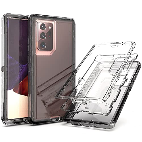 YmhxcY Note 20 Ultra Cover, Galaxy Note 20 Ultra 3 Layer Durable Shockproof Case/Solid Silicone Clear Case - Transparent Black - color: Transparent black