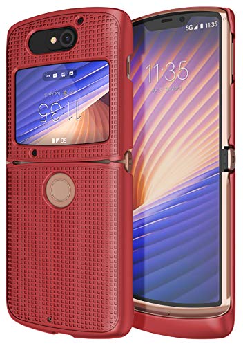 Grid Series for Motorola RAZR 5G (2020) Flip Phone Case - Bold Red | Slim Hard Shell Cover, Satisfying Texture, Matte, For Moto XT2071 - color: Red