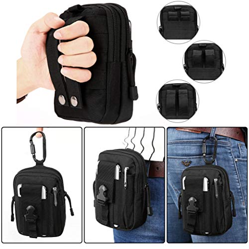 Tactical Waist Pouch EDC Molle Waist Bag Belt Phone Pouch Holster Purse Carrying Pouch for Smartphone, Tools - color: Black