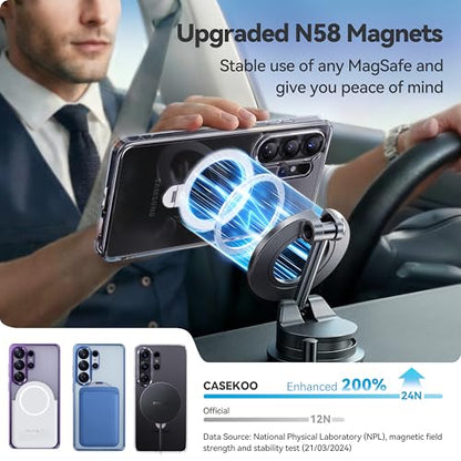CASEKOO Clear for 26U Case with 360 Spin Magnetic Stand, Fit for MagSafe | 360 Spin Magnetic Stand, Fit for MagSafe, 18FT MIL-STD Protection, Invisible Ring Holder Phone Case - color: Optically Clear