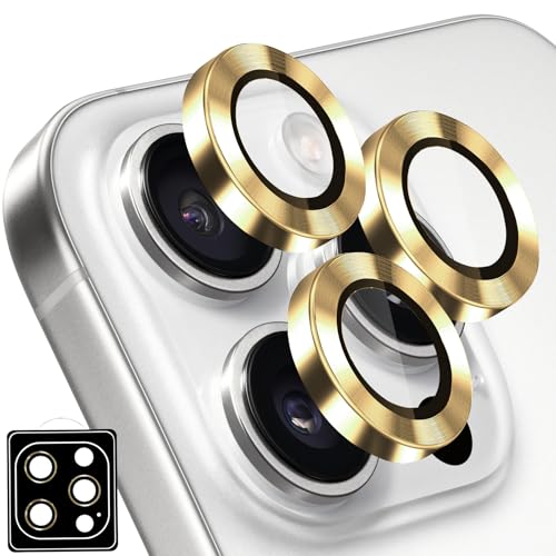 Designed for iPhone 16 Pro and 16 Pro Max Camera Lens Protector, Metal Lens Cover 9H Tempered Glass Camera Cover Anti Scratch Shockproof Screen Protector - color: Desert