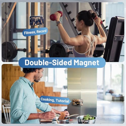 Magnetic Phone Ring Holder Grip Stand Dual Magnet Strong Magnetic Force - color: Black