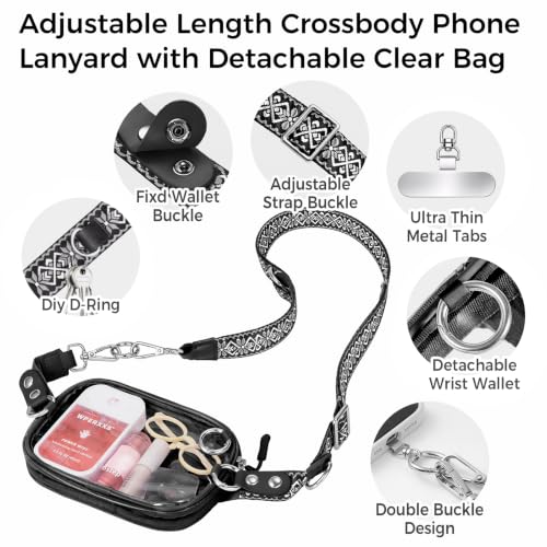 Tiostep Small Clear Bag for Stadium Events Crossbody Mini Clear Purse - color: Print Black, size: Medium
