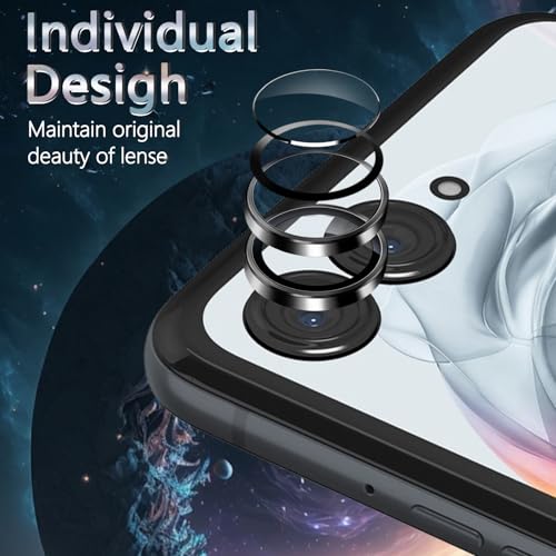 1 Pack Camera Lens Frame for Motorola Razr 2024, 9H Glass Screen Protector Anti-Scratch, Tempered Glass Metal Individual Camera Cover Accessories,Black - size: for Moto Razr 2024