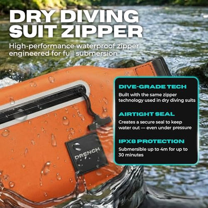 DRENCH kayaking and paddleboarding gear – Orange + Yellow Waterproof Fanny Pack Bundle, 2 Submersible Phone Pouches + Floating Cases