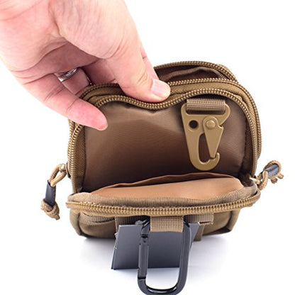 REEBOW GEAR Tactical Molle EDC Pouch Utility Gadget Belt Waist Bag with Cell Phone Holster Holder - color: Brown