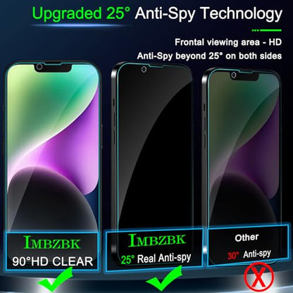 IMBZBK 3 Pack Privacy Screen Protector for iPhone 14, Tempered Glass - color: iPhone 14-Black