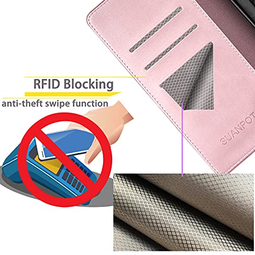 SUANPOT Compatible with iPhone Air 6.5" Wallet case with RFID Blocking Credit Card Holder,Flip Book PU Leather Protective Cover Women Men for Apple iPhone 17 Air Phone case Rose Gold - color: Rose Gold, size: iPhone Air 6.5"