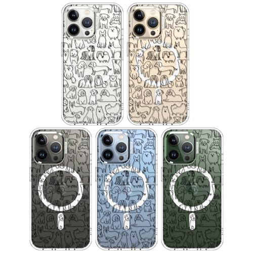 MOSNOVO Case for iPhone 13 Pro, [Compatible with Magsafe] [Buffertech 6.6ft Military-Grade Drop Protection] [Anti Peel Off Tech] Clear Phone Case Design - Doodle Dog - color: Doodle Dog, size: iPhone 13 Pro