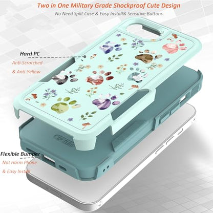 for iPhone 17e Case & iPhone 16e Case: Cute Flowers Floral Design for Girls Women Military Grade Drop Protection TPU Bumper Shockproof Silicone Phone Cover (Dog Paw/Garden) | 2025 - color: Dog Paw/Garden