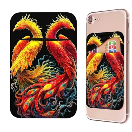 Phone Credit Card Holder Stick on, Cell Phone Pocket Self Adhesive Stretchy Stick on Wallet ID Credit Card Case Pouch Sleeve with Flap for All Smartphones, Flamingo Red - color: Flamingo Red