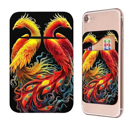 Phone Credit Card Holder Stick on, Cell Phone Pocket Self Adhesive Stretchy Stick on Wallet ID Credit Card Case Pouch Sleeve with Flap for All Smartphones, Flamingo Red - color: Flamingo Red