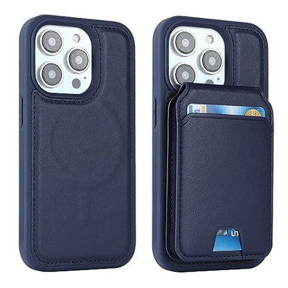 iCoverCase Wallet Case for iPhone 13 Pro Max/12 Pro Max Compatible with MagSafe, Magnetic Detachable Card Slots Holder PU Leather Kickstand Wireless Charging Case 6.7 Inch (Dark Blue) - color: Dark Blue