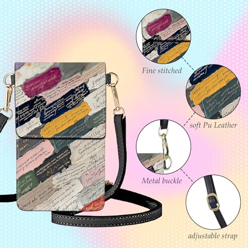 Small Crossbody Bags for Women Touchscreen Cell Phone Bag Cross Body Purses with adjustable Strap,Gifts For Teenage Girls - color: Collage Text