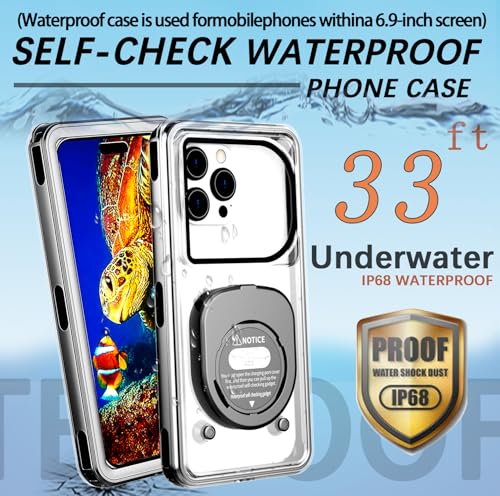 Vacuum Sealed Waterproof Phone Case - IPX68 Underwater Cell Phone Pouch for Snorkeling, Swimming & Beach Essentials - Wet Hand Touch Compatible with iPhone up to 6.9” Black