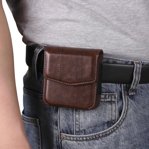 Galaxy Z Flip 5G Waist Belt Bag Leather, Mobile Phone Holster Wear Belt Waist Pack Leather Case with Belt Loop Compatible with Samsung Galaxy Z Flip 7 6 5 4 3 5G (SM-F700 SM-F707 SM-F711) Moto RAZR - color: Coffee