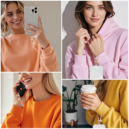 Phone Charm Strap Detachable Wrist Strap For iPhone Anti Theft Strap Phone Chain Wristlet - color: Metallic Gold