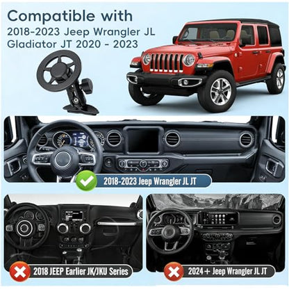 Magnetic Vent Mount Phone Holder, ONLY for Jeep Wrangler JL 2018-2023, Gladiator JT 2020-2023 Air Vent Mounting, Compatible with iPhone MagSafe Phones, Metal 20mm Ball Arm