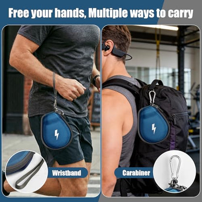 Casmilee Bone Conduction Headphone Case for SHOKZ New OpenRun Pro 2/1/Mini, Compatible with Raycon, CPTEA, CXK, TOZO, LuVant - Hard Storage Case with Carabiner for Wireless Open-Ear Headphones (Blue) - color: Blue