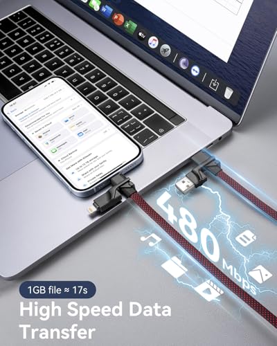 Miger 240W 4 in 1 Charging Cable,6FT USB C to Lightning Cable Fast Charging