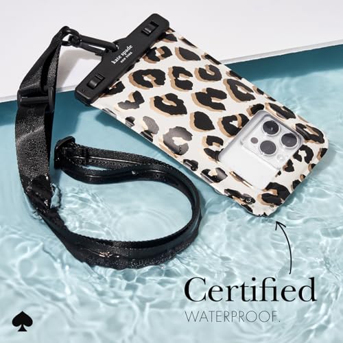 kate spade new york IP68 Floating Waterproof Phone Pouch - City Leopard | Stylish Touchscreen Floating Waterproof Phone Case w/Crossbody Lanyard - Fits All Phones -Beach Cruise Ship Travel Essentials - color: City Leopard