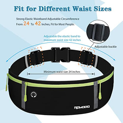 Fanny Pack for Women Men, Slim Running Belt Waist Bag Outdoor, Black - color: 11-Black-Green