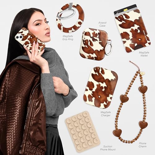 VELVET CAVIAR for iPhone 15 Case Western - Compatible with MagSafe - 10ft Drop Tested - Cocoa Cow Print - color: Cocoa Cow Print, size: 15