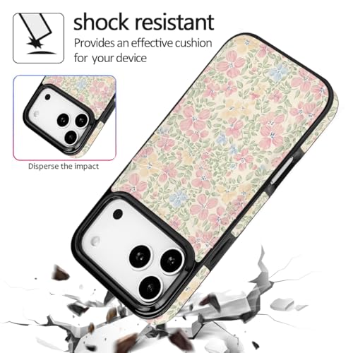 Compatible with iPhone 17 Pro 6.3 inch Card Slot Phone Case | Cute Peach Blossom Flower Design with Card Holder for Women Girls Slim Shockproof Wallet Cover 6.3 inch - color: Peach Blossom Flower, size: iPhone 17 Pro 6.3 inch