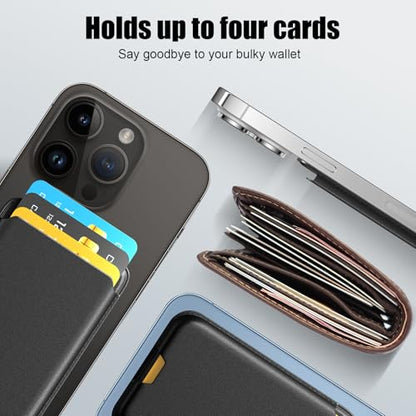 2 Pack Phone Card Holder, Premium Leather Wallet Stick on, Adhesive Credit Card Holder for Case, Sticky Wallet for Back of Cover, Android Cell Phone, iPhone, Fit 4 Cards, Black&Blue - color: Black&Blue