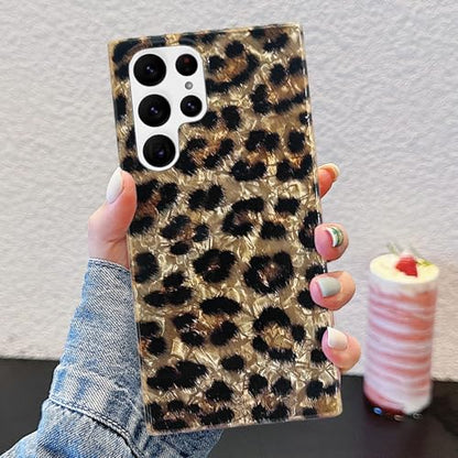 J.west Galaxy S22 Ultra Case 5G 6.8-inch, Phone Case S22 Ultra, Soft Sparkly Leopard Print Pearly Thinfoil Animal Design Women Girl Protective Case Phone Cover Compatible with Samsung S22Ultra - color: Wild Cheetah