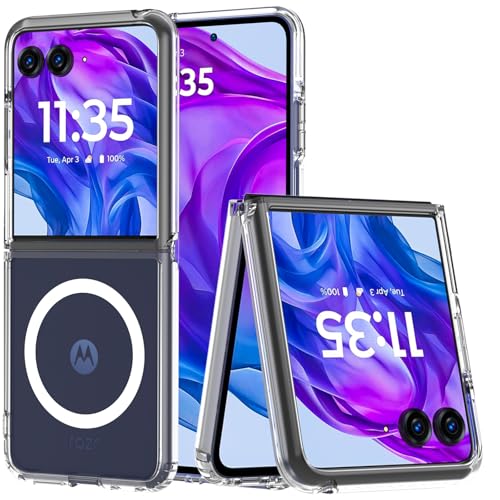 Fin2feel Magnetic for Moto Razr+ Plus 2026/2025/2024 Case, Motorola Razr Plus 2026/2025 Case, Compatible with Mag-Safe Hard Transparent Shockproof Anti-Yellowing Anti-Scratch Cover,Clear - color: Transparent, size: Razr+ 2024/+2025/50Ultra/50sUltra