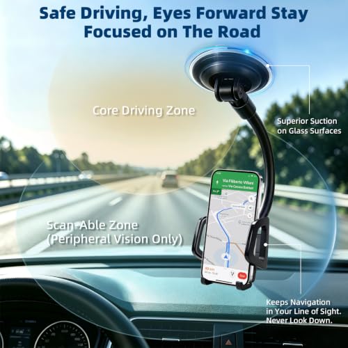 Vansky 3-in-1 Car Phone Holder: 3 Mountings - Fits Windshield Dash Vent