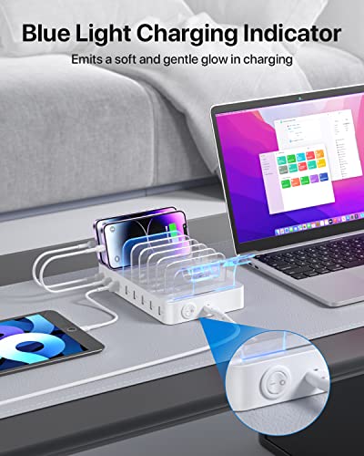 SooPii 8-Port USB-C Charging Station for Multiple Devices,White