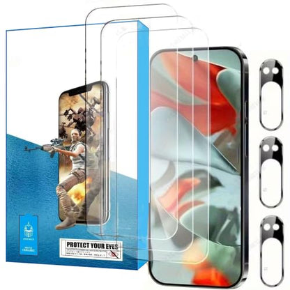 XDesign 3+3 Pack for Google Pixel 10 Pro Screen Protector 6.3 inch, 3 Pack Tempered Glass Screen Protector&3 Pack Camera Lens Protector - size: for Pixel 10 Pro Screen Protector