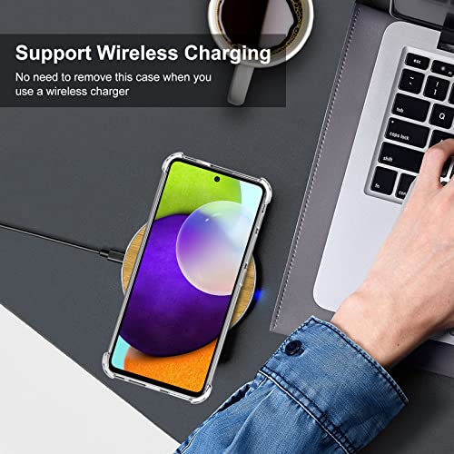 for Samsung A52 Case, Galaxy A52 5G Case with Screen Protector, Shockproof Crystal Clear Slim Soft Silicone TPU Protective Phone Cover for Samsung Galaxy A52 5G (Clear)