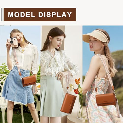 Small Crossbody Bags for Women RFID Vegan Leather Wristlet Phone Mini Purse Shoulder Handbag Wallet Travel Purse - color: Brown
