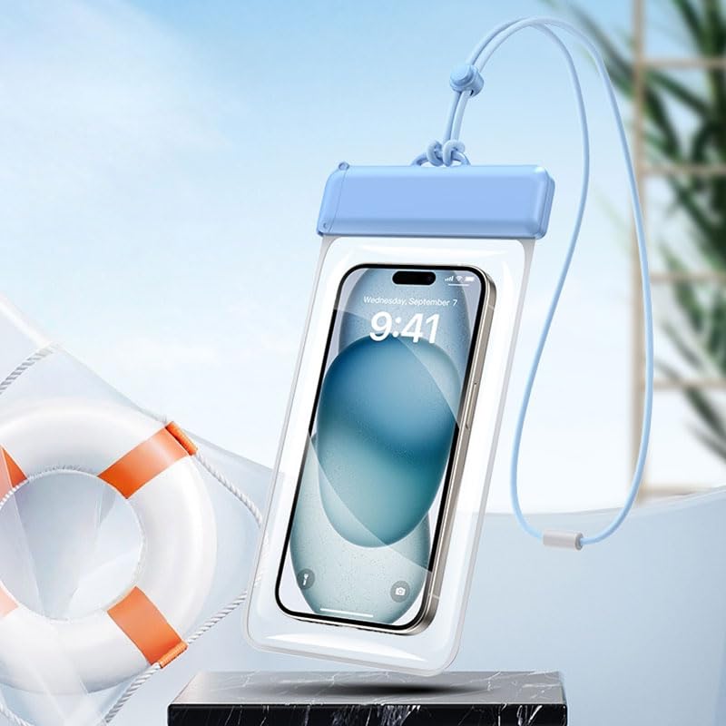 Waterproof Phone Pouch, Lightweigt Cellphone Case with Lanyard, Float Dry Bag Protector Case for iPhone16 15 14 13 12 11 Pro Max Plus XR, Fit up to 7.2" Devices, Underwater Sensitivity Touch, Blue - color: Blue