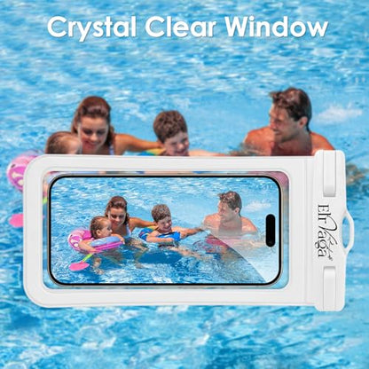 2 Pack IPX8 Waterproof Phone Pouch for iPhone 16/15/14/13 Pro Max Plus (7.2 Inch) - Swimming, Diving, Snorkeling, Snowproof - Touchscreen Friendly Underwater Photography Dry Bag (White&Pink) - color: White&Pink