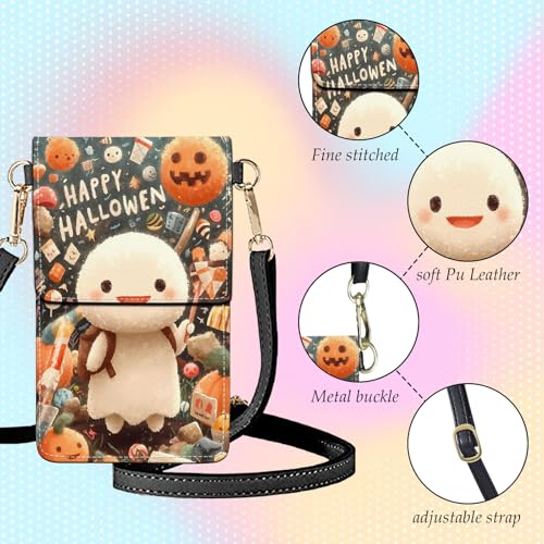 Small Crossbody Bags for Women Touchscreen Cell Phone Bag Cross Body Purses with adjustable Strap,Gifts For Teenage Girls - color: Happy Halloween Ghost