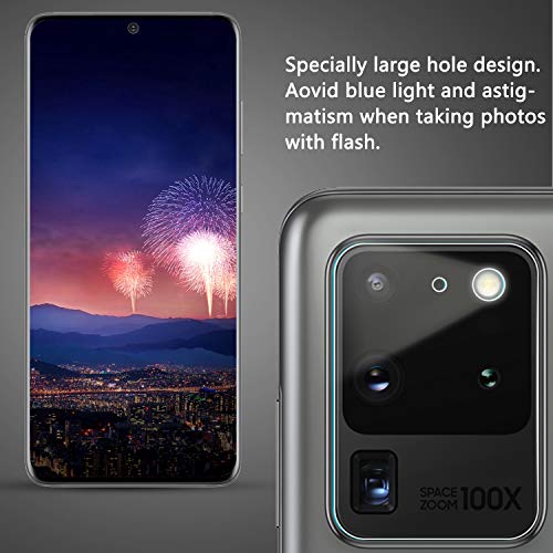 Orzero (4 Pack Camera Lens Protector Compatible for Samsung Galaxy S20 Ultra, Protector de Cámera Flexible Glass (Not Tempered Glass) (2.5D Arc Edges),HD Anti-Scratch Bubble-Free - size: 6.9 inch